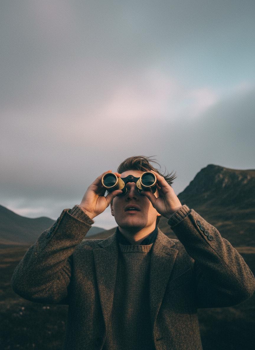 Birdwatcher with binoculars